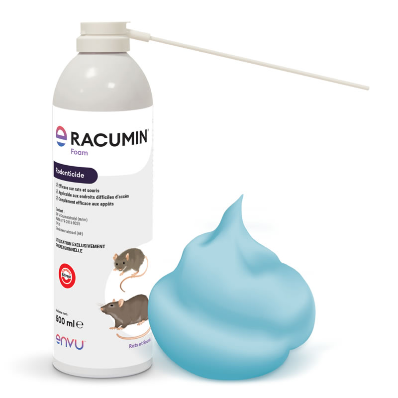 Racumin Foam, rodonticide mousse pour rat et souris, aérosol 500 ml