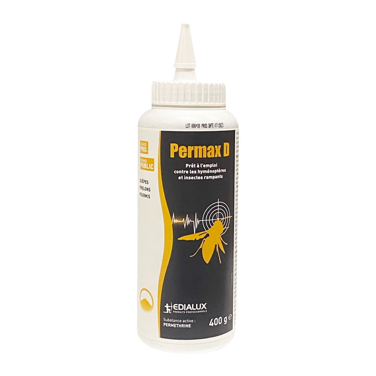 Poudre Insecticide guêpes - frelons dont asiatique, fourmis, fourmilières, Permax D - Flacon souffleur de 400 g