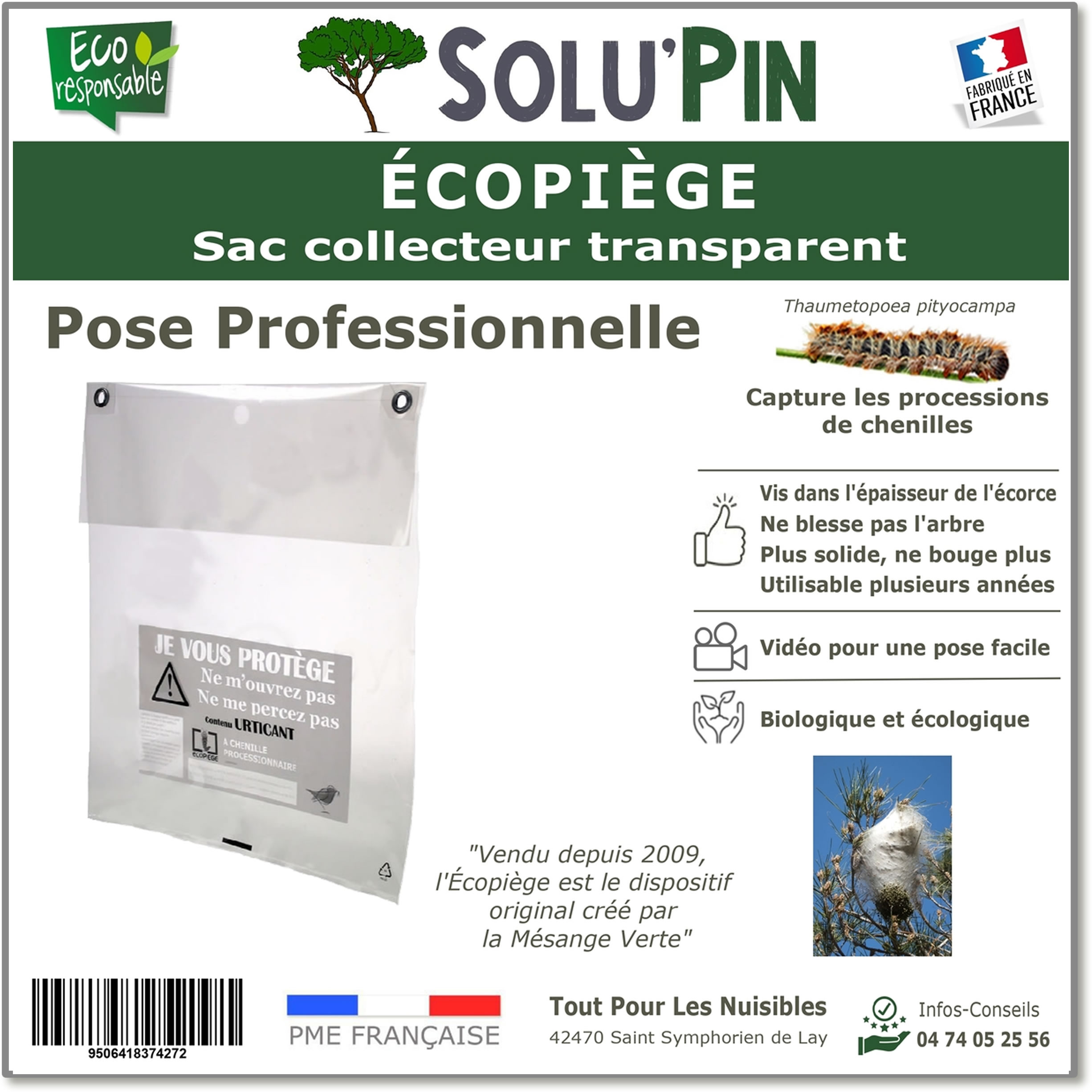 Sac collecteur Transparent seul pour Écopiège transparent